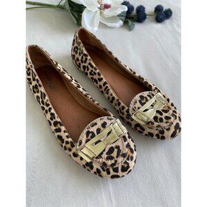 Sperry Leopard Print Loafers Gold Buckle Accent Womens M Shoes Whimsigoth 6.5